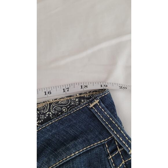 Ariat REAL Jeans Womens 34R Blue Mid Rise Boot Cut Stretch Spitfire Western - Picture 11 of 15